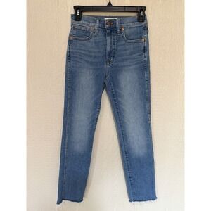 Madewell Jeans Womens Size 23T Stovepipe High Rise Slim Straight 28" Fringed Btw